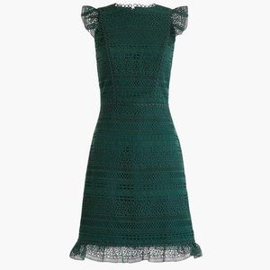 NWT J. Crew cap-sleeve mixed lace ruffle dress
